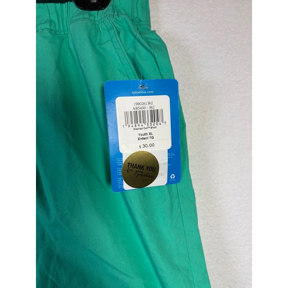 Columbia Washed Out Shorts Youth XL Green NWT AB5430-362 Cotton Elastic Waist